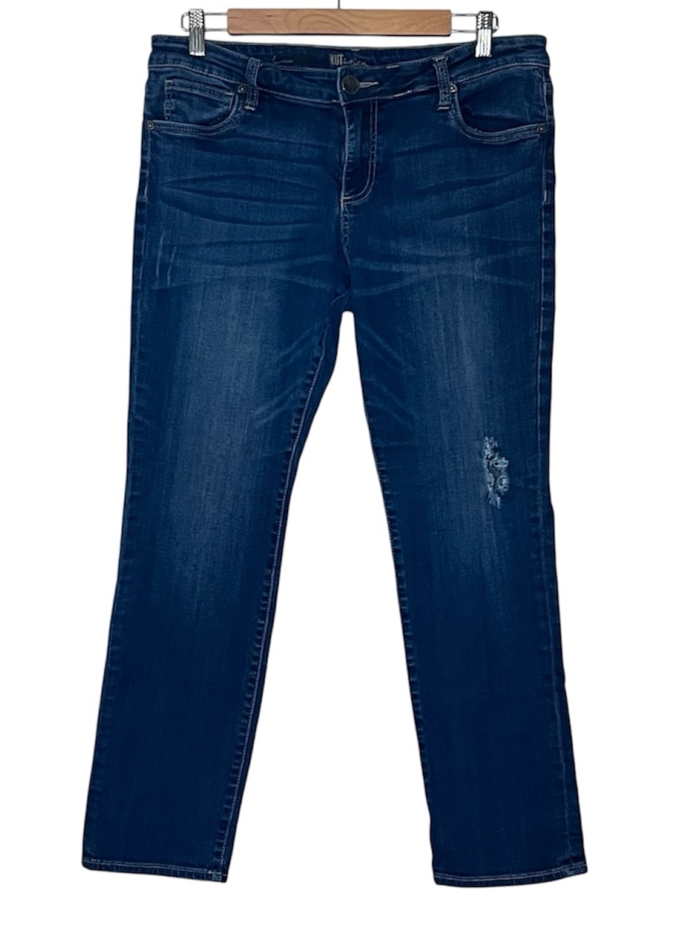 Kut From The Cloth Boyfriend Distressed Knee Jeans Size 12P Mid-rise